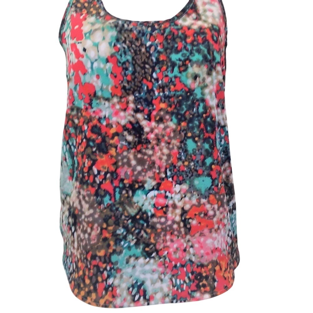 Olive & Oak Multicolor Abstract Pointillist Racerback Tank Top Small LV3S8030TJM